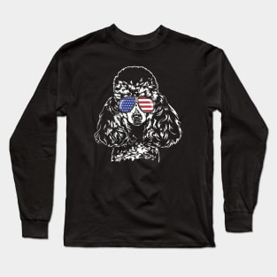 Proud Miniature Poodle American Flag sunglasses Long Sleeve T-Shirt